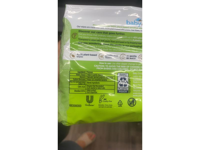 Baby Dove Skin Wipes, Plastic Free Fibers, 189 Count