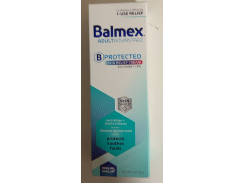 Balmex Adult Advantage B Protected Skin Relief Cream, Zinc Oxide, 3 oz/85 g