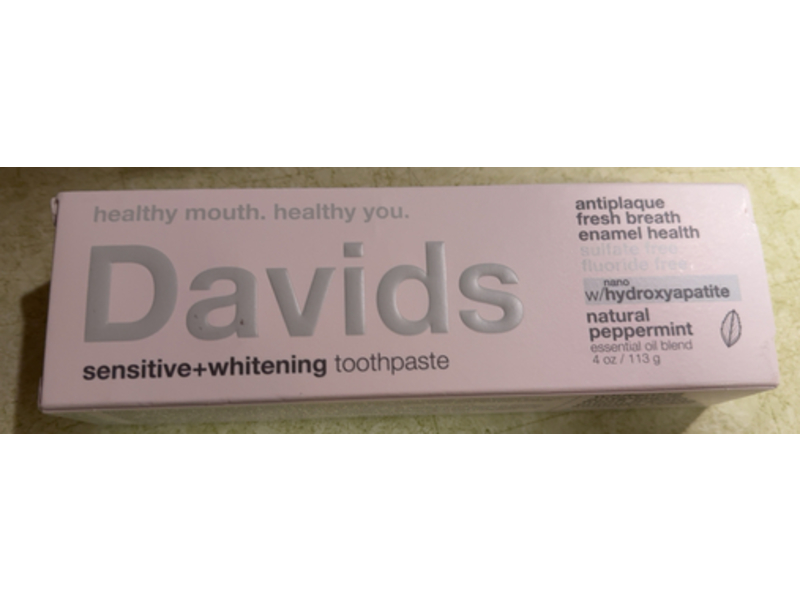 Davids Nano - Hydroxyapatite Sensitive + Whitening Toothpaste, Natural Peppermint, 4 oz/113 g