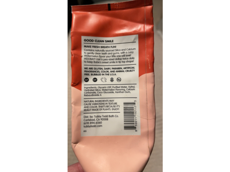 Tubby Todd Bath Co Toothpaste, Watermelon, 4 oz/113 g