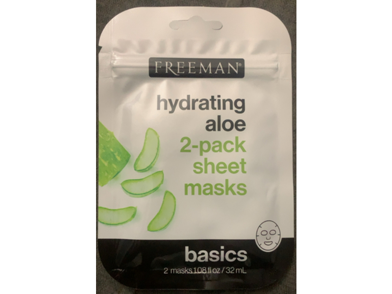 Freeman Hydrating Sheet Mask, Aloe, 1.08 fl oz/32 mL, 2 Count