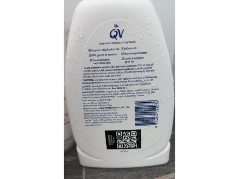 Ego QV Intensive Moisturizing Wash, 16.9 fl oz/500 g