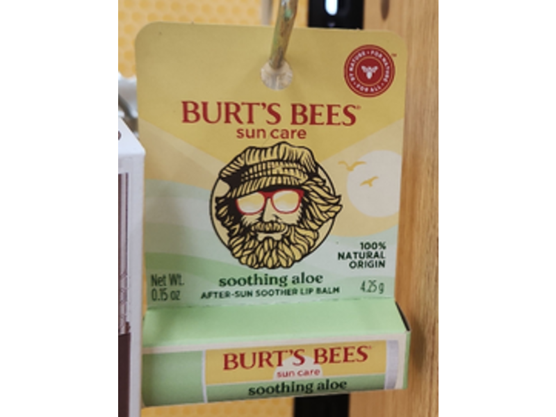 Burt's Bees Sun Care After Sun Soother Lip Balm, Soothing Aloe, 0.15 oz/4.25 g