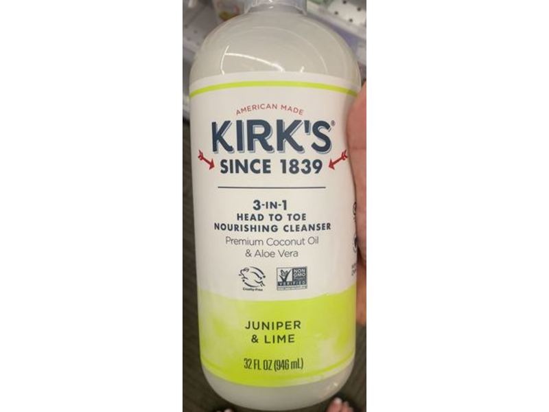 Kirk's Since 1839 3-In-1 Head To Toe Nourishing Cleanser, Juniper & Lime, 32 fl oz/946 mL