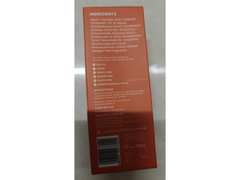 Foxtale Brightening Serum, Vitamin C, 30 mL, Pack Of 2
