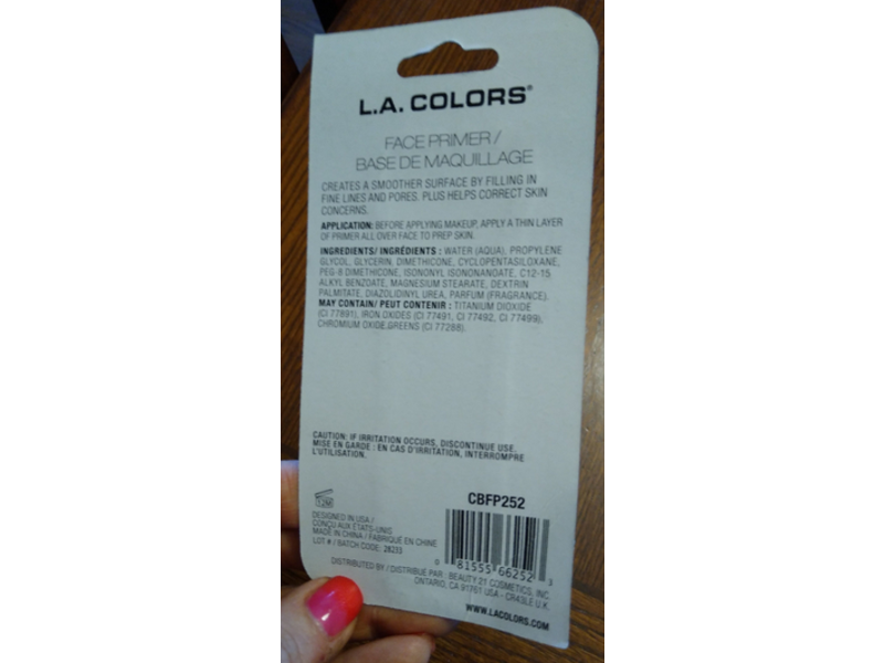L.A. Colors Smoothing Face Primer Color Correcting, CBFP252 Yellow, 0.39 oz/11 g