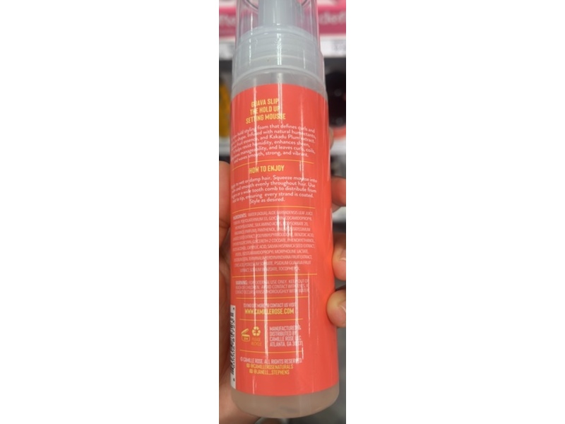 Camille Rose Guava Slip The Hold Up Setting Mousse, Guava + Kakadu Plum, 7 fl oz/207 mL