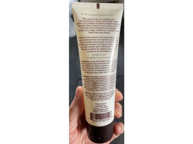 Brazilian Bare Extra Moisturizing Shave Syrup, Tropical Coconut, 4 fl oz/118 mL