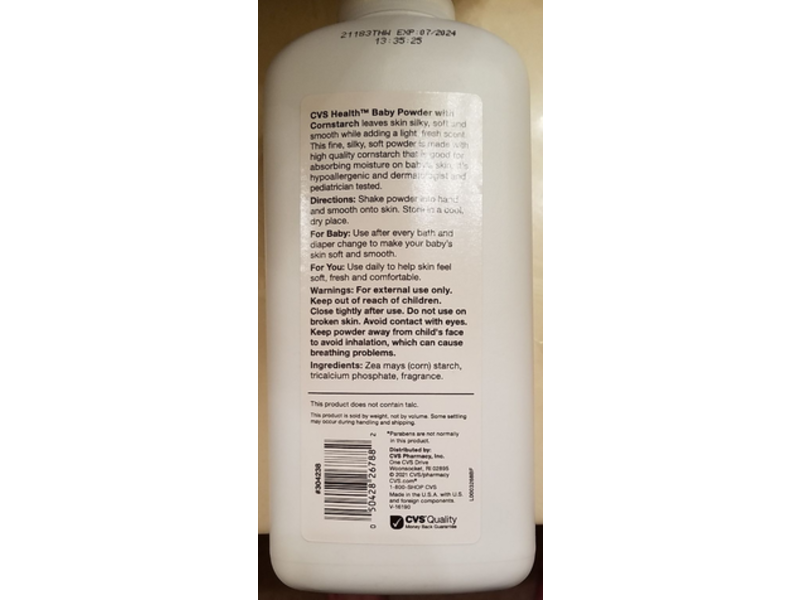 CVS Health Baby Powder, Cornstarch, 22 oz/624 g