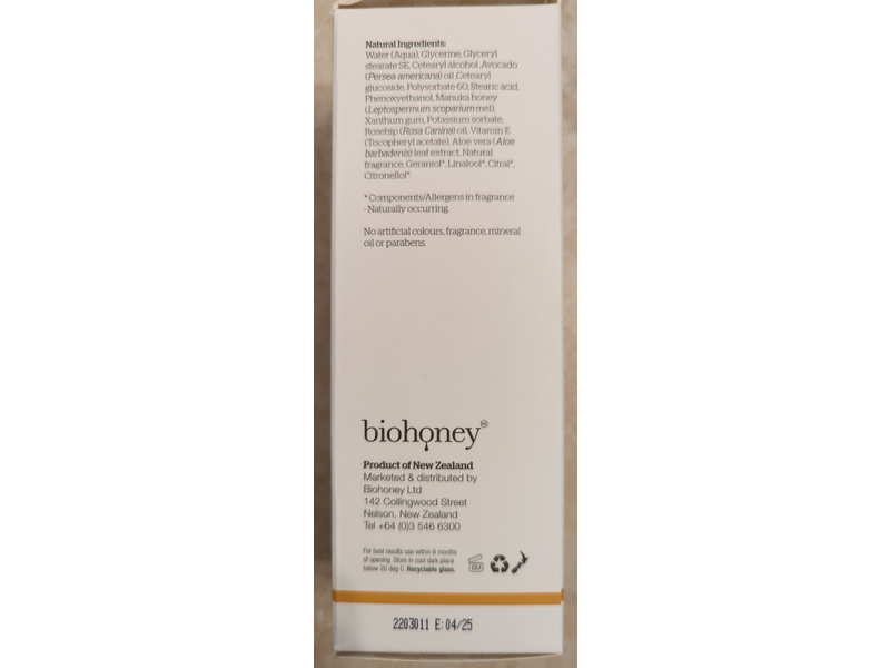 Biohoney Cream Cleanser, Avocado & Rosehip, 5.9 fl oz/175 mL