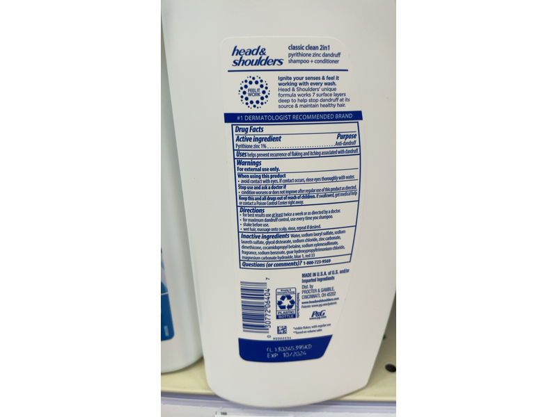 Head & Shoulders 2 In 1 Dandruff Shampoo + Conditioner, 28.2 oz/835 mL