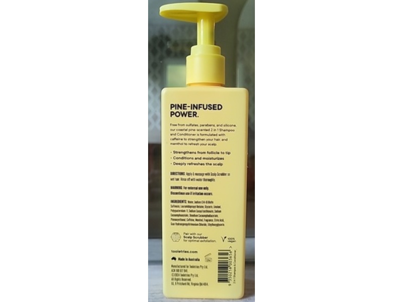 TOOLETRIES 2 In 1 Shampoo + Conditioner, Coastal Pine, 10.1 oz/300 mL