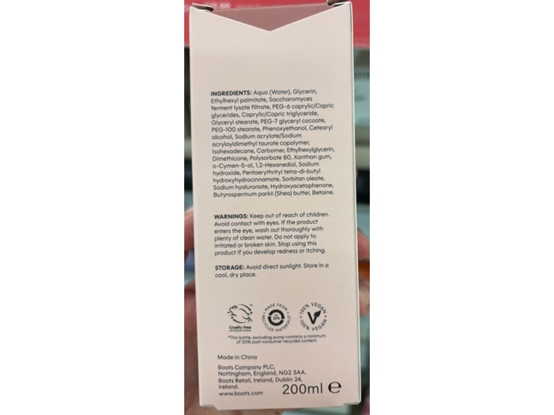 Boots Nourishing Milky Cleanser, Rice Ferment + Hyaluronic Acid, 200 mL