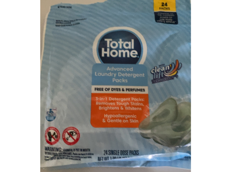Total Home Advanced Laundry Detergent Packs, 24 Packs