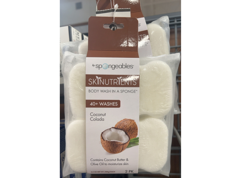 Spongeables Skinutrients Body Wash Sponge, Coconut Colada, 3.5 oz/100 g, Pack Of 2