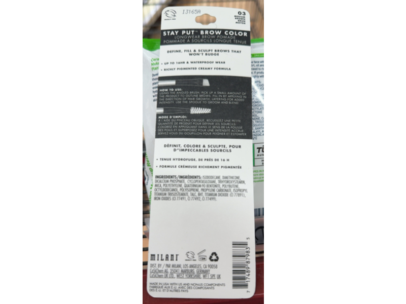 Milani Stay Brow Color, 03 Medium Brown, 0.09 oz/2.6 g