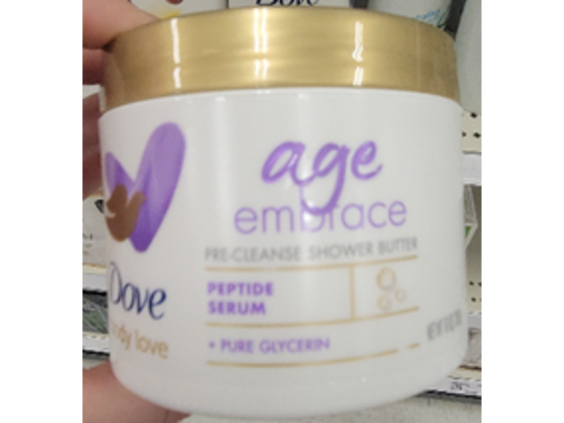 Dove Age Embrace Pre-Cleanse Shower Butter, Peptide Serum, Pure Glycerin, 10 oz/283 g