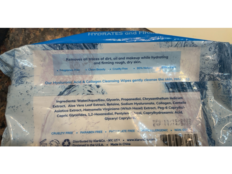 Skin 2.0 Cleansing Wipes, Hyaluronic & Collagen, 60 Count