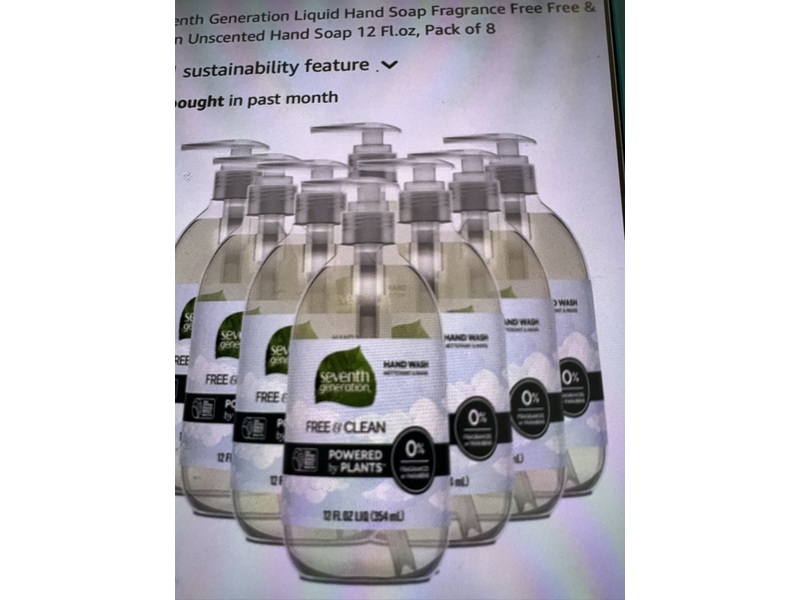 Seventh Generation Hand Wash, Free & Clean, 12 fl oz/354 mL, Pack Of 8