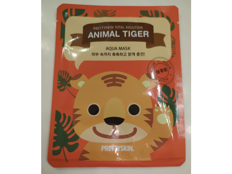 Pretty Skin Total Solution Aqua Mask, Animal Tiger, 0.88 oz/25 g