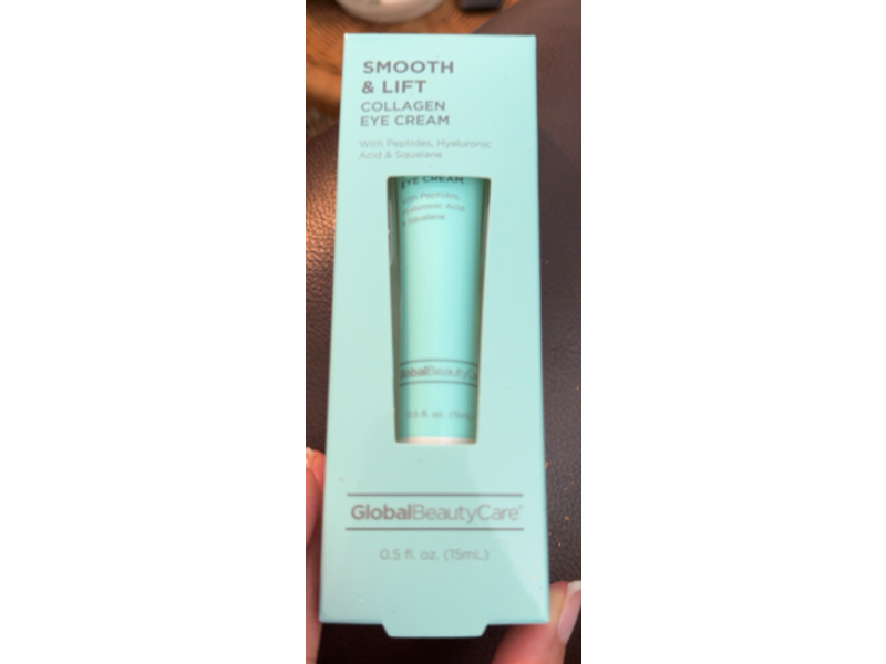 Global Beauty Care Smooth & Lift Collagen Eye Cream, Peptides, Hyaluronic Acid & Squalane, 0.5 fl oz/15 mL