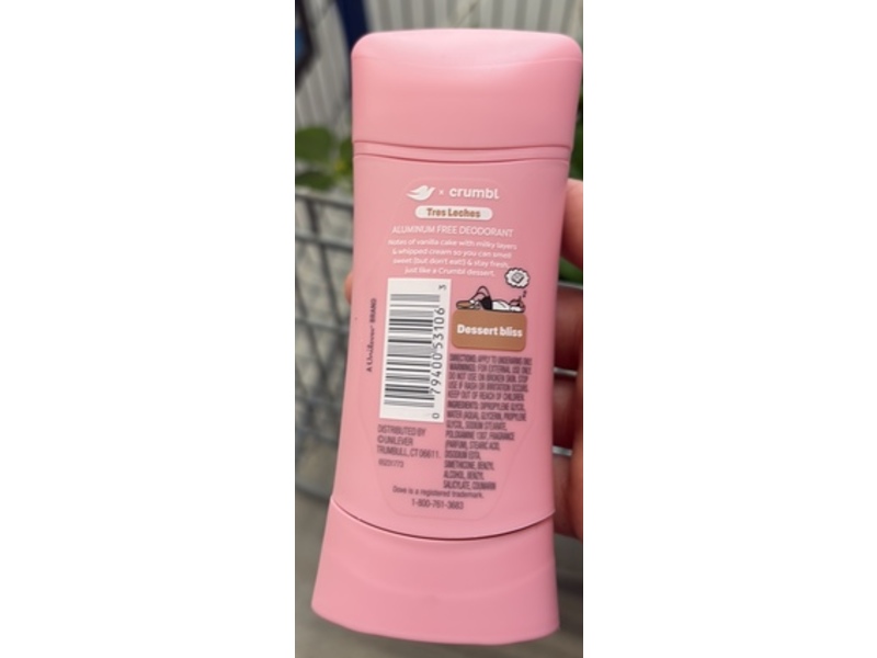 Dove X Crumble Deodorant, Tres leches, 2.6 oz