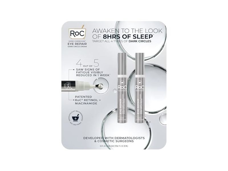RoC Derm Correxion Eye Repair Dark Circle Cream, 0.5 fl oz/15 mL, Pack Of 2