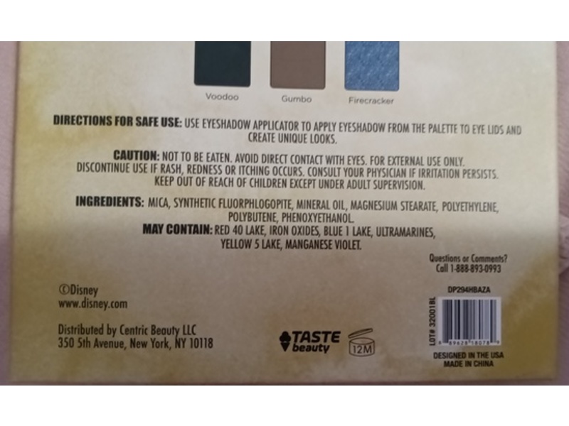 Disney Princess Eyeshadow Palette, Tiana, Voodoo, Gumbo, Firecracker, 1.05 oz/30 g