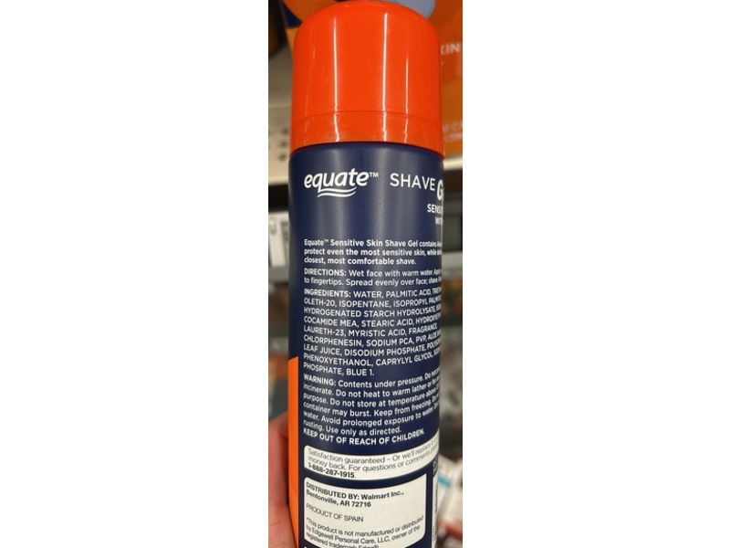 Equate Sensitive Skin Shave Gel , Aloe, 7 oz/198 g