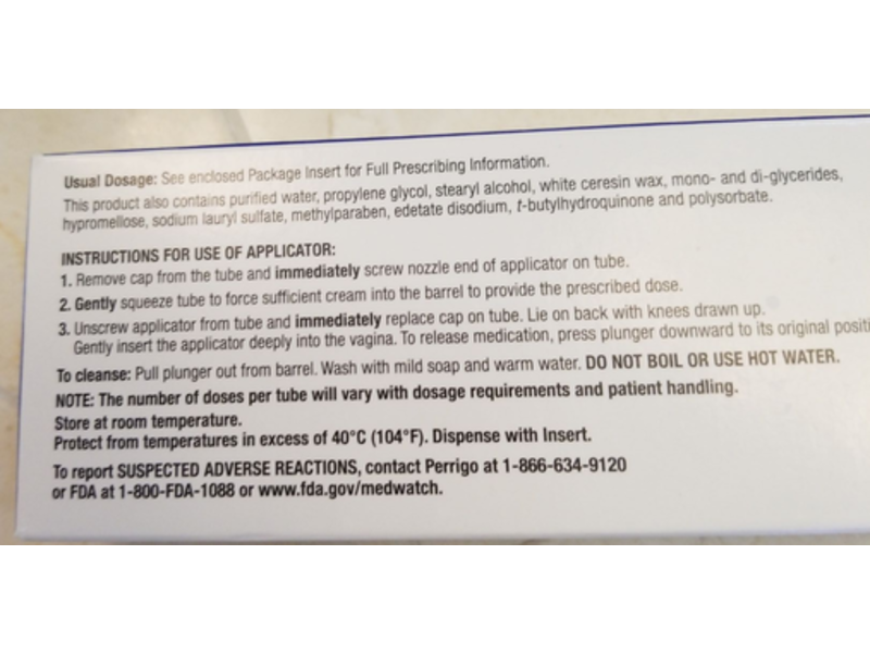 Estradiol Vaginal Cream USP 0.01%, 42.5 g, Perrigo (RX)