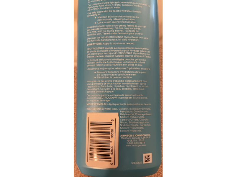 Neutrogena Hydro Boost Body Gel Cream, Sensitive & Dry skin, 16 oz (453 g)