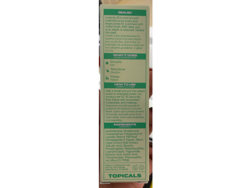 Topicals Sealed Active Scar Primer For Acne Prone Skin, 1 fl oz/28 mL