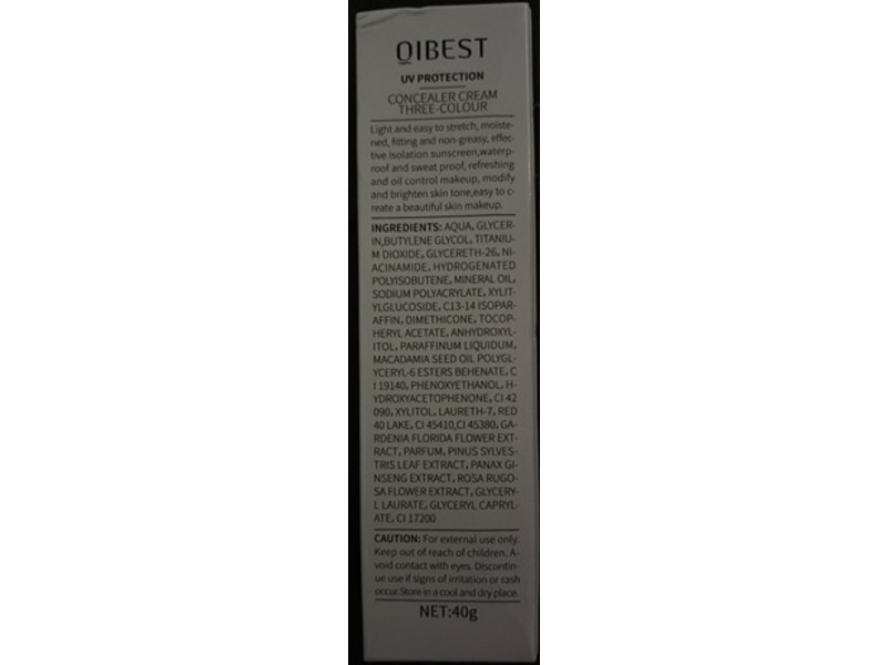 Qibest Concealer Cream Three-Colour, SPF 50 PA +++, 1.41 oz/40 g