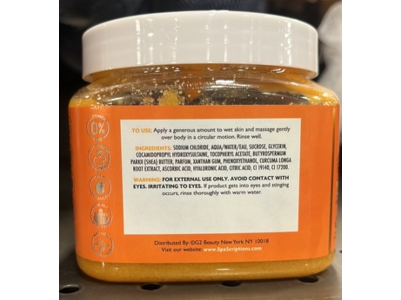 SpaScriptions Glowing Sugar Scrub, Turmeric + Vitamin C, 21 oz/600 g