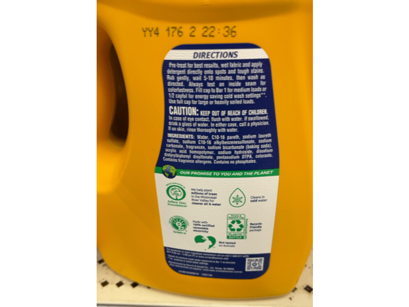 Arm & Hammer Deep Clean Odor Formula Liquid Laundry Detergent, Radiant Burst, 68 Loads, 102 fl oz​/3.01 L.