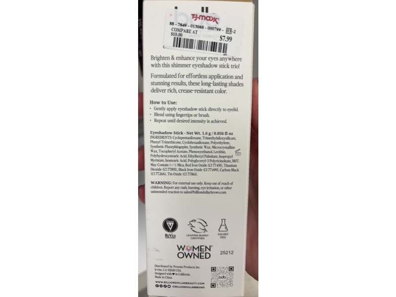 Billion Dollar Brows Shimmer Eyeshadow Stick Trio, Starstruck, 0.056 fl oz/1.6 g