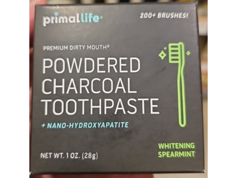 Primal Life Powdered Charcoal Toothpaste, Whitening Spearmint, 1 oz/28 g