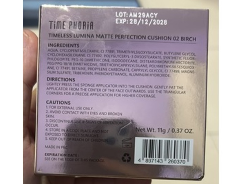 TimePhoria Timeless Lumina Matte Perfection Cushion, 02 Birch, 0.37 oz/11 g