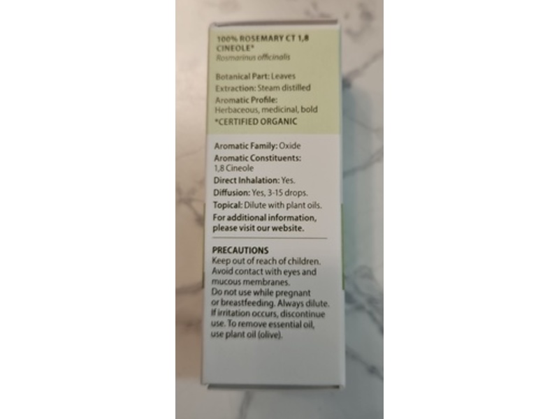 Pranarom Rosemary Ct 1,8 Cineole Essential Oil, 0.17 fl oz/5 mL