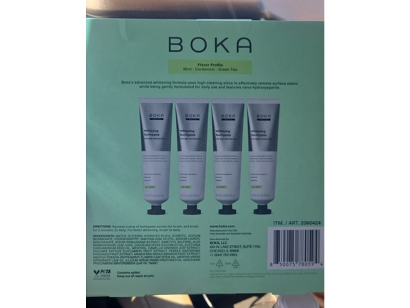Boka Fluoride-Free Whitening Toothpaste, Ela Mint, 17.2 oz/488 g