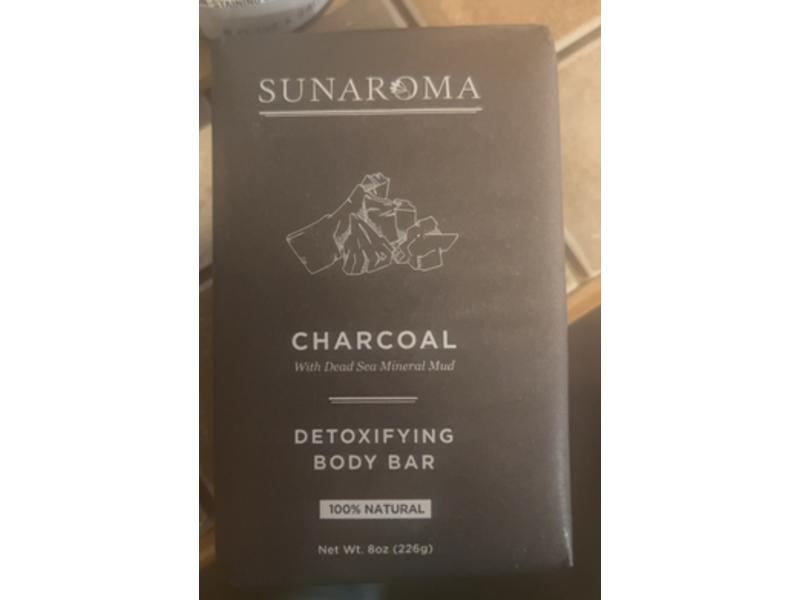 Sunaroma Detoxifying Soap Bar, Charcoal Dead Sea Mineral Mud, 8 oz/226 g, Pack Of 6