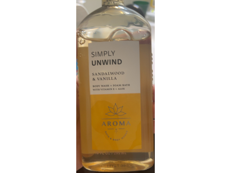 Bath & Body Works Aroma Simply Unwind Body Wash, Sandalwood & Vanilla, 10 fl oz/295 mL