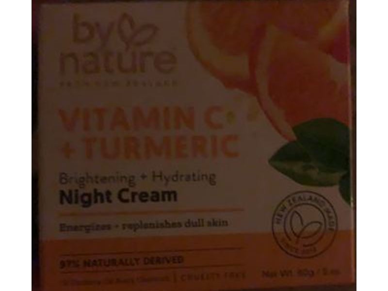 By Nature Brightening + Hydrating Night Cream, Vitamin C & Turmeric, 2 fl oz/60 g