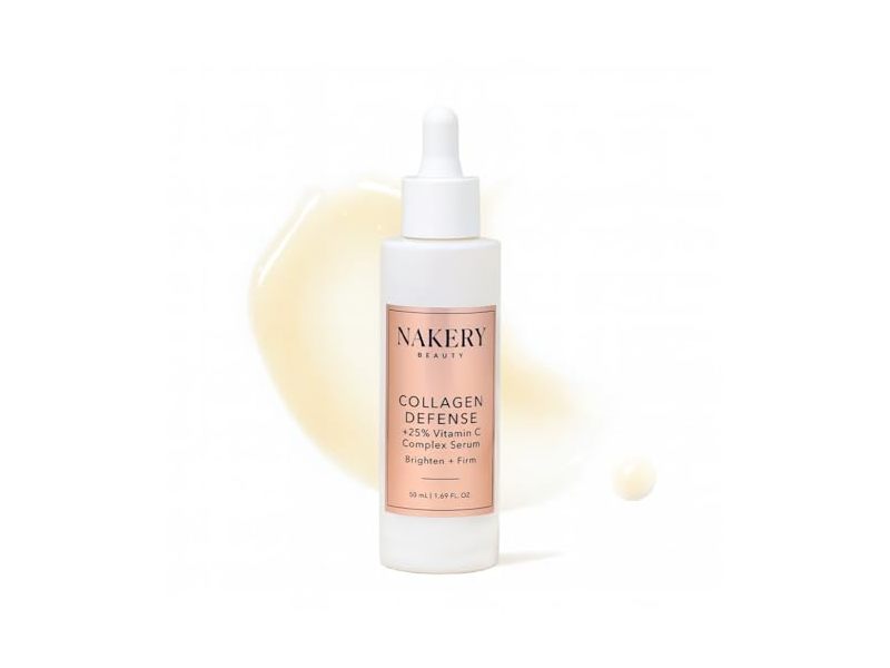 Nakery Beauty Brighten + Firm Collagen Defense Serum, Vitamin C, 1.69 fl oz/50 mL