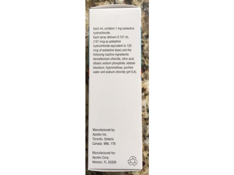 Azelastine Hydrochloride Nasal Solution 0.1 %, 30 mL, Apotex (Rx)