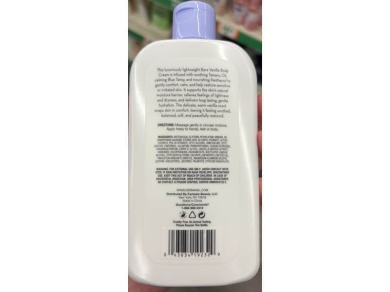 Dermasil Body Cream, Bare Vanilla, 8 fl oz/236 mL