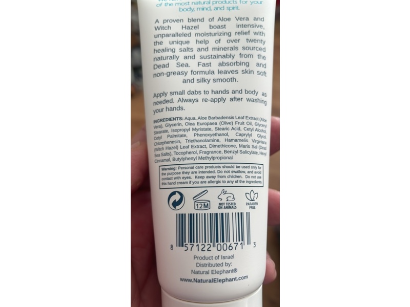 Natural Elephant Soothing Hand Cream, 3.4 fl oz/100 mL