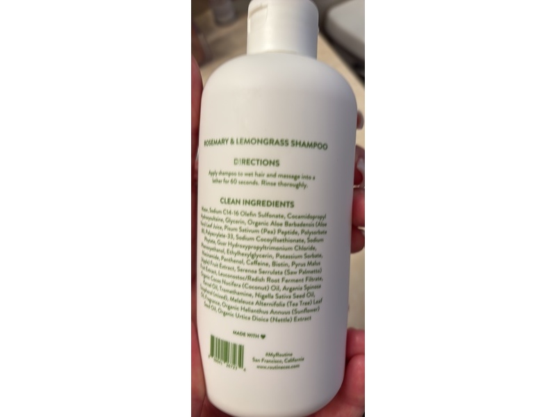 Routine Wellness Shampoo, Rosemary & Lemongrass, 14 oz/414 mL