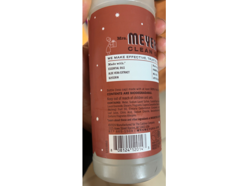 Mrs. Meyer's Clean Day Dish Soap, Gingerbread, 16 fl oz/473 mL