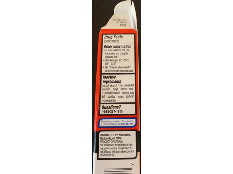 Equate Athlete's Foot Antifungal Cream, Clotrimazole Usp 1%, 0.5 oz/4.2 g